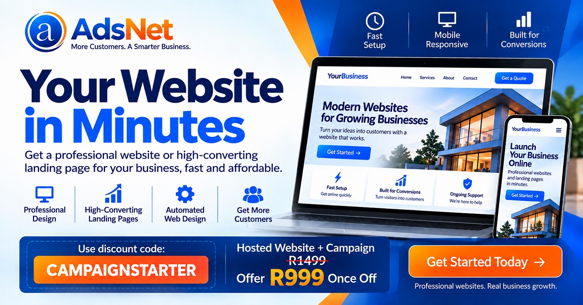 Campaign Starter promotion: landing page and Google Ads campaign setup with first month setup and hosting on us